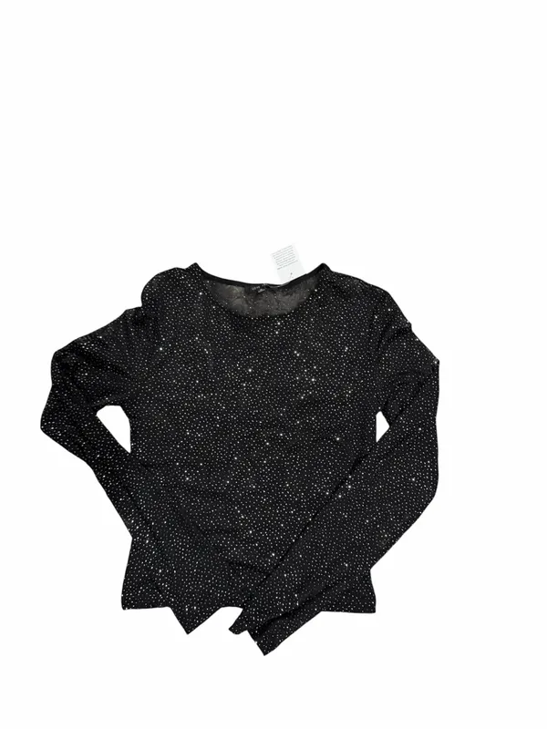 Love Tree Black Long-Sleeve Sparkle Crop Top - Image 2