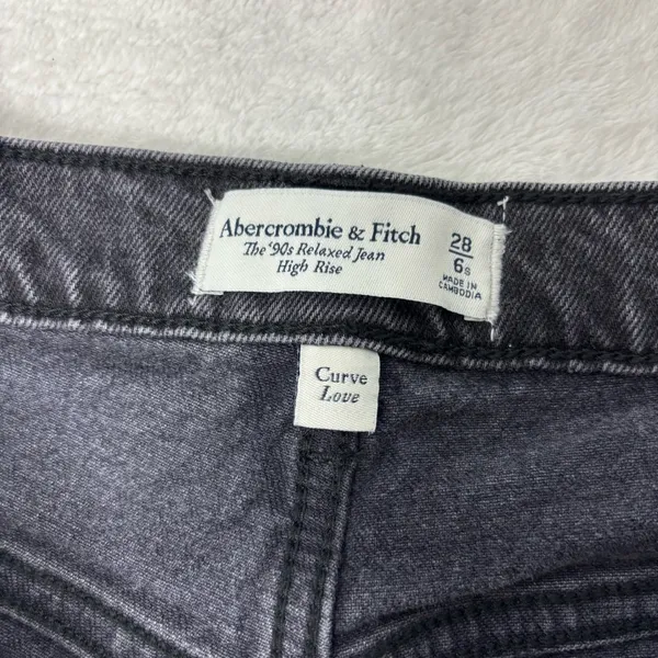 Abercrombie & Fitch Gray-Black Straight Leg Relax Fit High Rise Jeans‎ Size 28/6 - Image 6