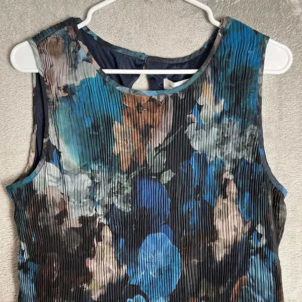 Vintage Y2k Pleated Abstract Print Tank Artwear Top Sculptural Size Large‎ New - Image 2