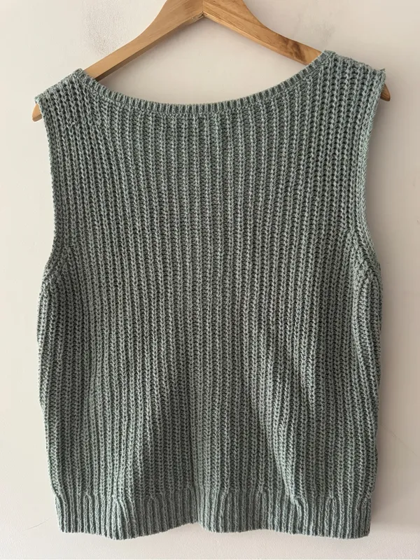 Abercrombie & Fitch‎ Knit Slash Shaker Tank Sweater Sage Green - Image 2