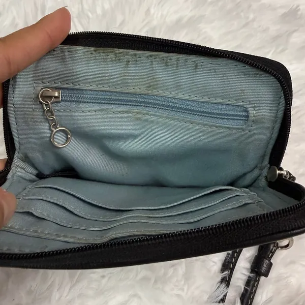 COACH Black White Signature Coated Canvas Wristlet - Image 4