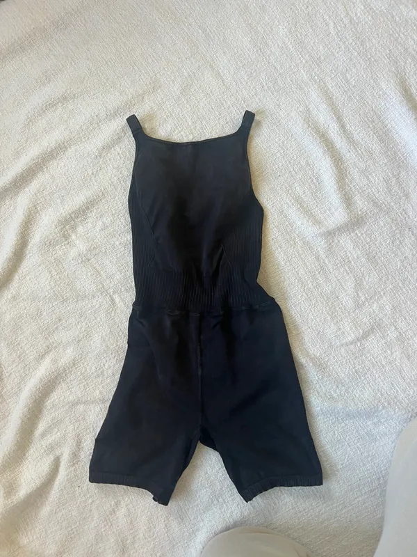 Free People Movement Good Karma High Neck Runsie in Washed Black - Image 6
