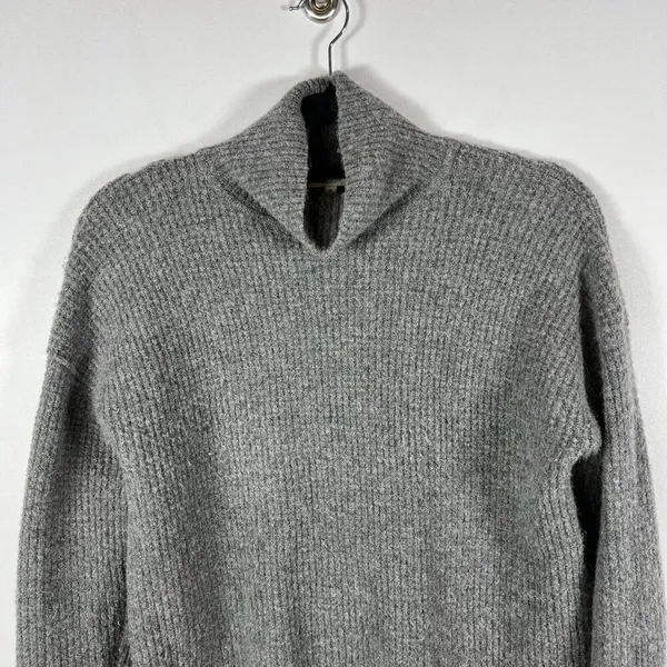Madewell Gray Waffle Stitch Turtleneck Sweater Merino Wool Alpaca Blend Small S‎ - Image 3