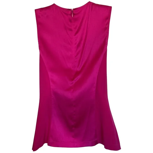 CACHE Fuchsia‎ Pink Silk Blend Twisted Halter Neck Blouse Top EUC Size Medium - Image 5