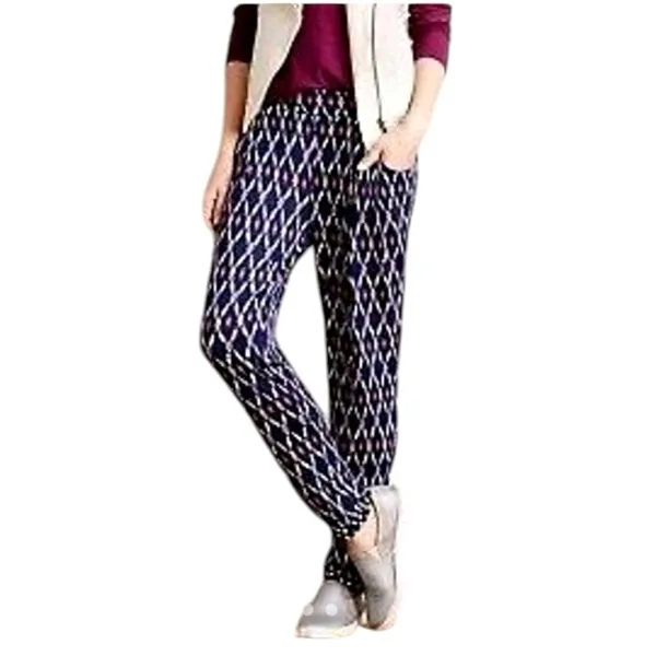Anthropologie Lilka Pants Women Medium Blue Purple Geometric Loungewear‎ Boho - Image 2