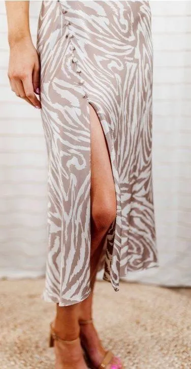 Cowl Neck Zebra Print Midi Dress Size M - Image 4