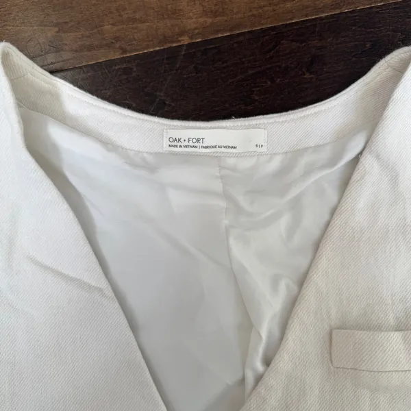 Oak and fort off white button down suit vest crop tank top small - Image 4