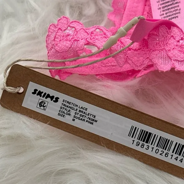 Skims Stretch Lace Triangle Bralette Sugar Pink Size Medium - Image 7