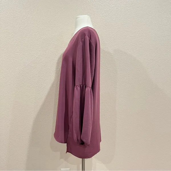 Maurices Mauve Pink Lantern Sleeve Lattice Neck Blouse Size Large - Image 6