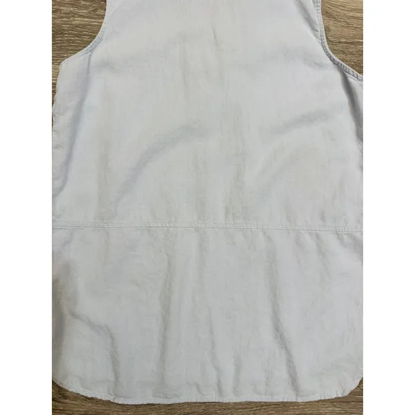 Minimalist Linen Blend Womens Tunic Top Size M Light Blue Lace Up Sleeveless‎ - Image 9