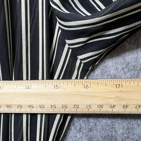 Popovitch Vintage Striped Sheer Top Midi Dress Black White‎ Gold Button Size 10 - Image 6
