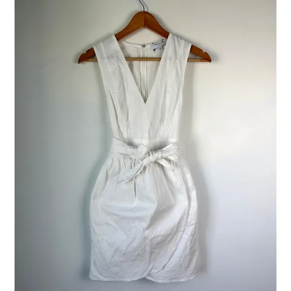 Marissa Webb Collective White Belted Tie Waist Wrap Skirt Dress Women's Size S - Image 2