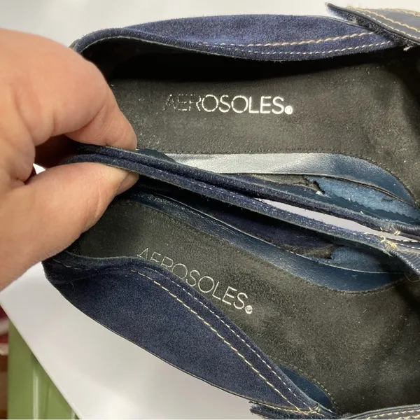 AEROSOLES butterscotch‎ flats navy blue leather size 8.5 - Image 2