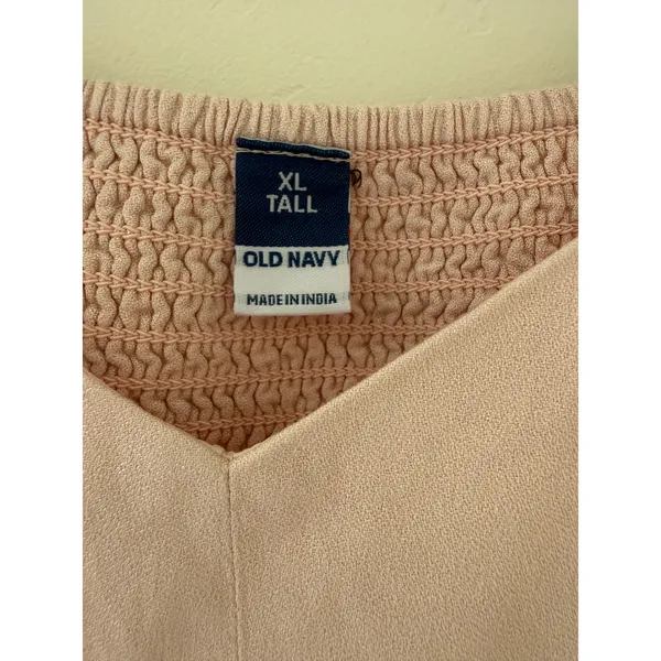 Old Navy Pink Rayon Midi Dress XL Tall Sweetheart Ruffle‎ Sleeve Fit & Flare New - Image 5
