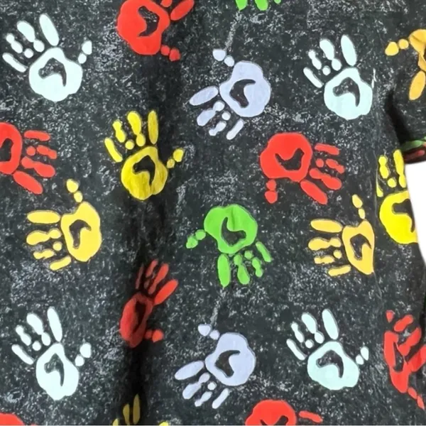 Colorful Handprint Healthcare Worker Scrub Top Shirt - Image 6