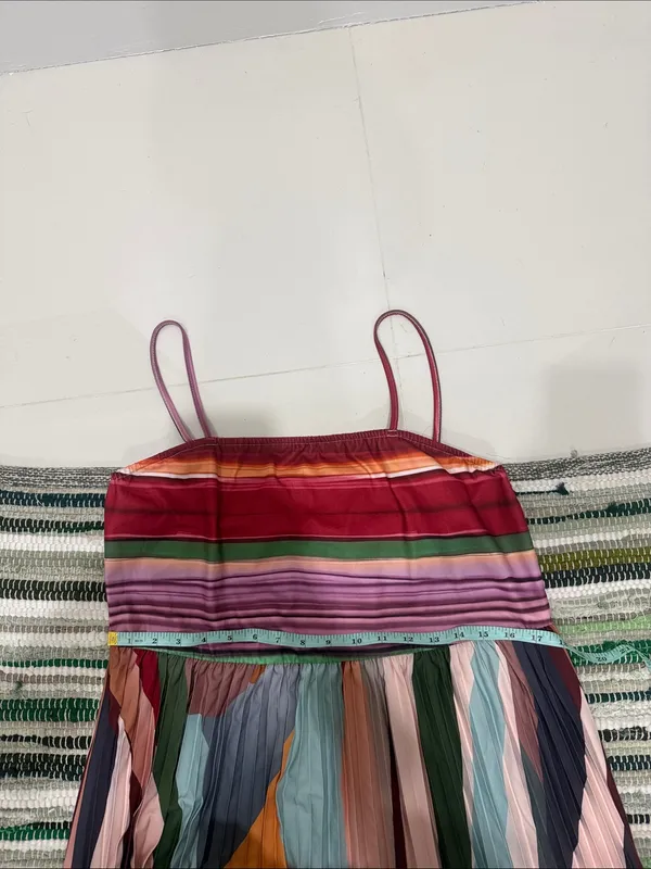 SHEIN Multicolor Striped Pleated Maxi Dress - Image 3