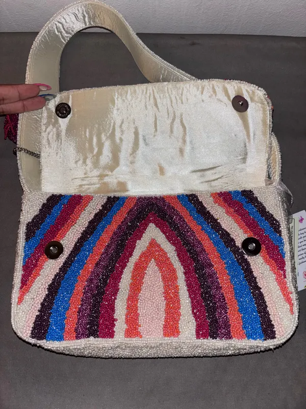 NWT Handcrafted Multicolored Beaded Shoulder Bag - Image 8