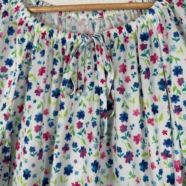 Vintage 1X Joro Womens Blouse Hawaiian MuuMuu Peasant Top Short Sleeve Floral‎ - Image 3