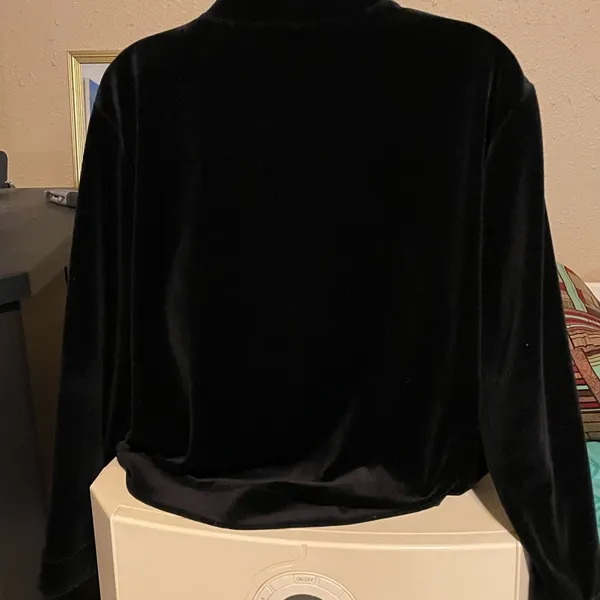 Alfred Dunner Black Bomber Jacket with Pink Floral Embroidery - Image 6