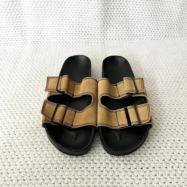 MNG Mango Black Tan Double Buckle Slide Suede Strap Sandals 37 - Image 3