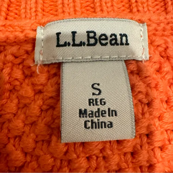L.L Bean WOMEN S DOUBLE L MIXED CABLE KNIT SWEATER CREWNECK‎ Signature Orange - Image 2