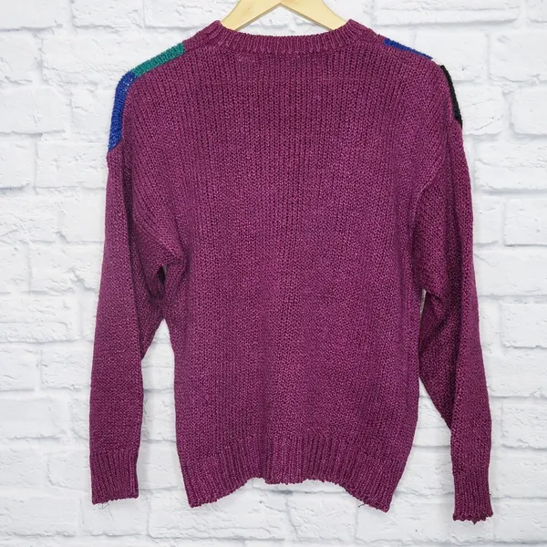 Vintage 80’s Purple Beaded Abstract Sweater - Image 4