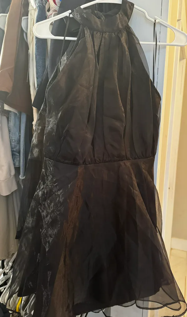 These Three Boutique Halter Neck Organza Dress - Black - Image 3