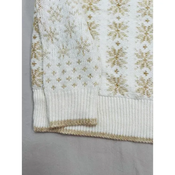 Workshop Republic Clothing Womens Sweater Size M Fair Isle Cream Gold Cozy - Image 5