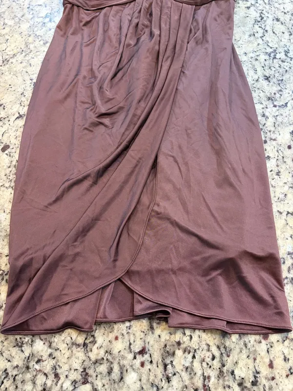 BCBGMaxAzria One-Shoulder Brown Draped Cocktail Dress - Image 2