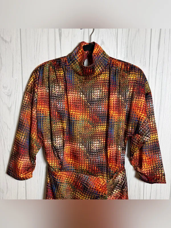 NWT WNTRMSE Kenzie Disco Print Mini Dress Open Back Mock Neck, US‎ 6 ($245) - Image 5
