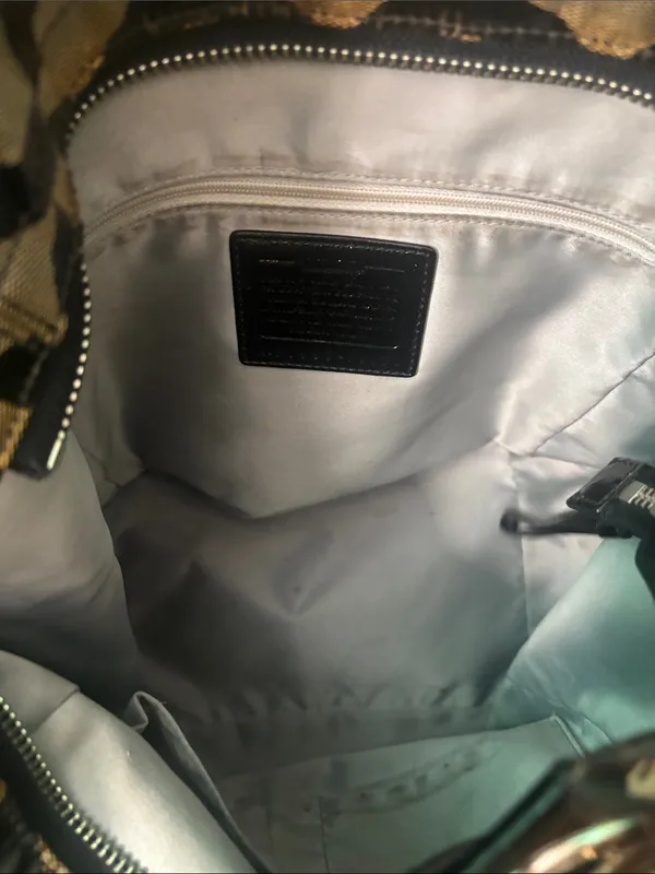Coach “Op Art” Black and Tan Circle Logo Tote - Image 14
