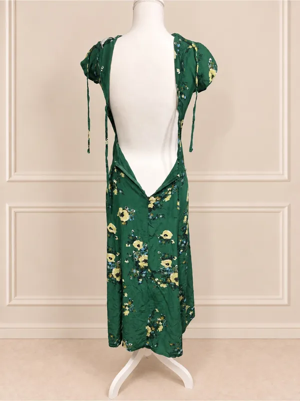 Urban Outfitters Lindsey Floral Open Back Midi Dress Green Small - Image 6