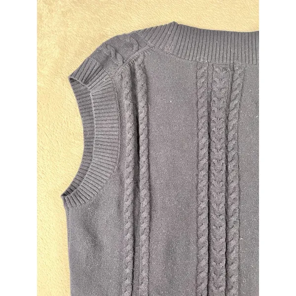 Sunday Best Aritzia Winston Sweater Vest Womens S Navy Cable Knit Wool Preppy - Image 8