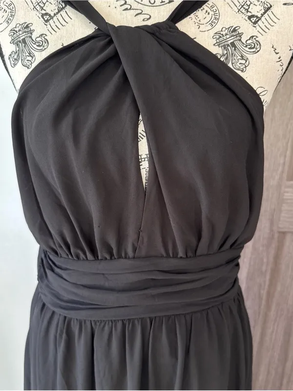 Grace Karin Women's Halter Neck Midi Dress Ruffled Hem Size Medium - Image 2