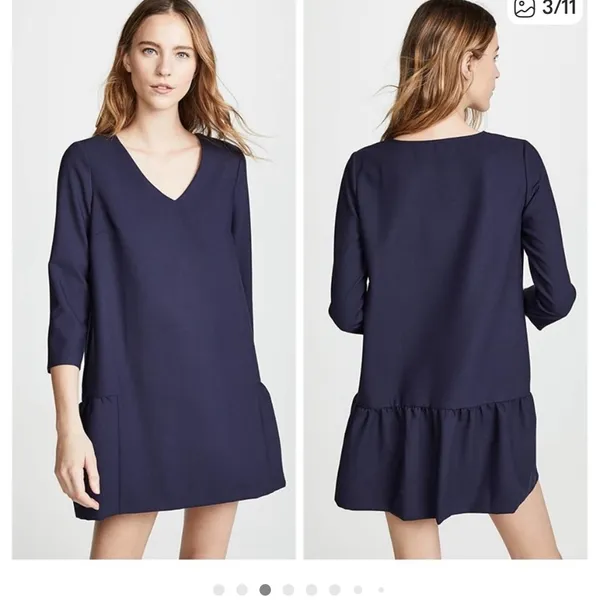 Hatch size 1 4/6 the Heidi Navy dress maternity postpartum mini ruffle v neck - Image 12