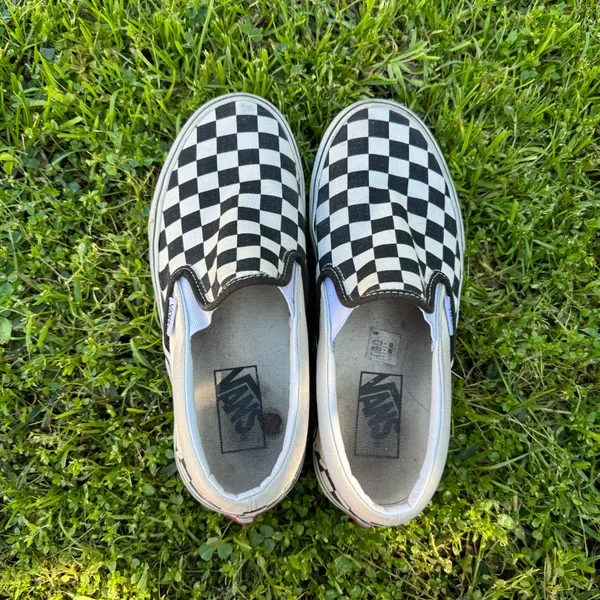 Vans Black & White Checkered Board Slip Ons - Image 2