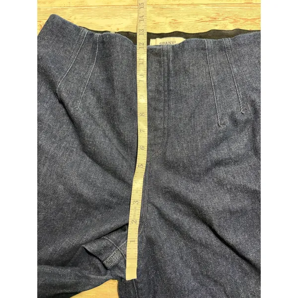 SPANX High-Waisted Pull-On Wide Leg Denim Jeans Pants Size Large Dark Wash - Image 8