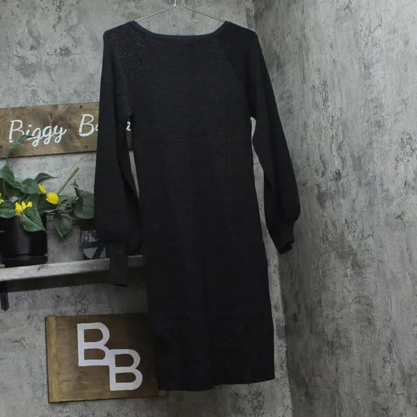 NWT Nine West Womens Squareneck Sweater Dress WW14Y307RS1 Black M - Image 3