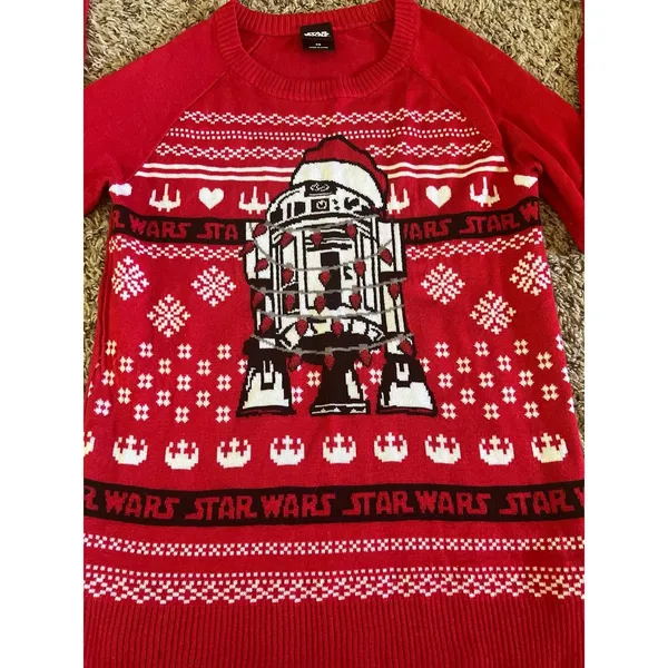 Star Wars Woman's R2D2 Red Ugly Christmas Sweater Size‎ XS - Image 2