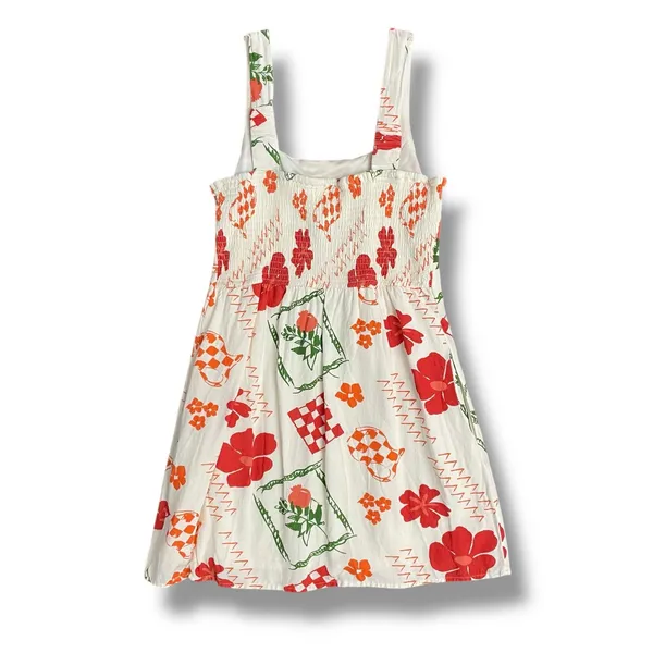 Japna Linen‎ Blend Floral Smocked Back Sundress Women’s L Summer - Image 5