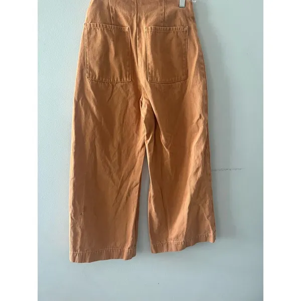 ASOS Pants Women's 26 Camel Wide Leg Crop Cotton Denim Fall Neutral Indie - Image 5