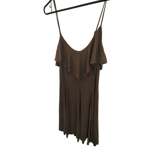 Anthropologie Dress Women Size Medium Ruffle Green Mini Summer Sadie & Sage - Image 4