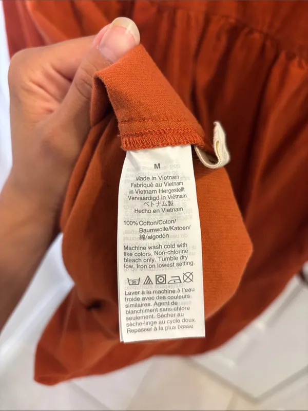 Madewell Corduroy Puff Sleeve Midi Dress M Rust Orange - Image 4