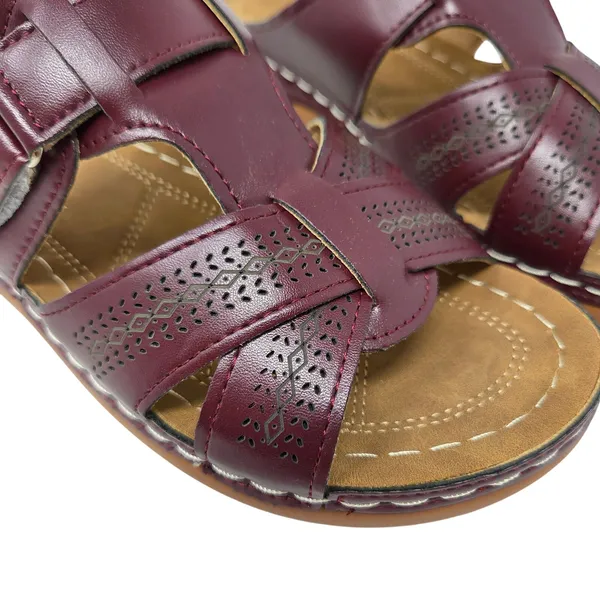 Orthopedic Faux Leather Burgundy Slip On Wedge Sandals Comfort Shoes Size 39 - Image 4