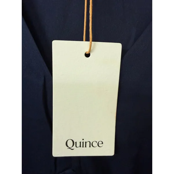 NWT Quince Silk Dress Women Size S Navy Blue V-Neck Puff Sleeve Washable Silk - Image 7