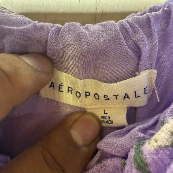 Aeropostale Purple Floral Mini‎ Dress Women's Large Cottagecore Summer Sundress - Image 3