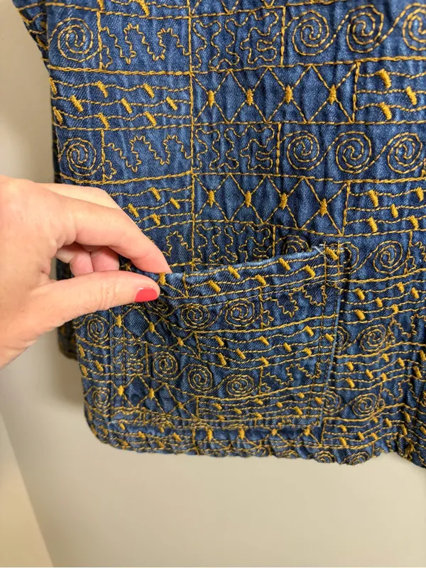 Click by Color Me Cotton Embroidered Denim Jacket 100% Tencel - Image 5