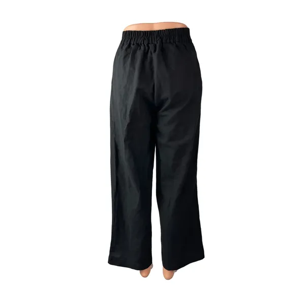 Naning9 Women's Black High Rise Pleated Wide Leg Baggy Trousers Pants Size XS - Image 4