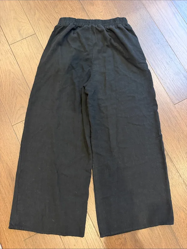 Automet Black Wide-Leg Elastic Waist Joggers Size Small - C72-047 - Image 6