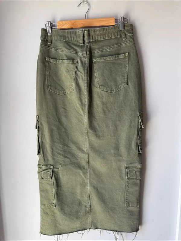 PacSun Olive Cargo Maxi Skirt - Image 3